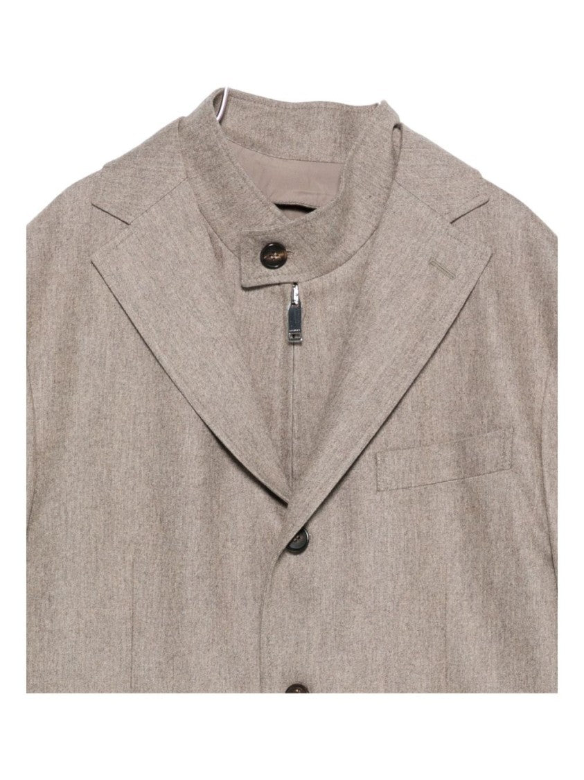 Incotex Tailored Grey Jacket With Notched Lapel And Zippered Inner Layer