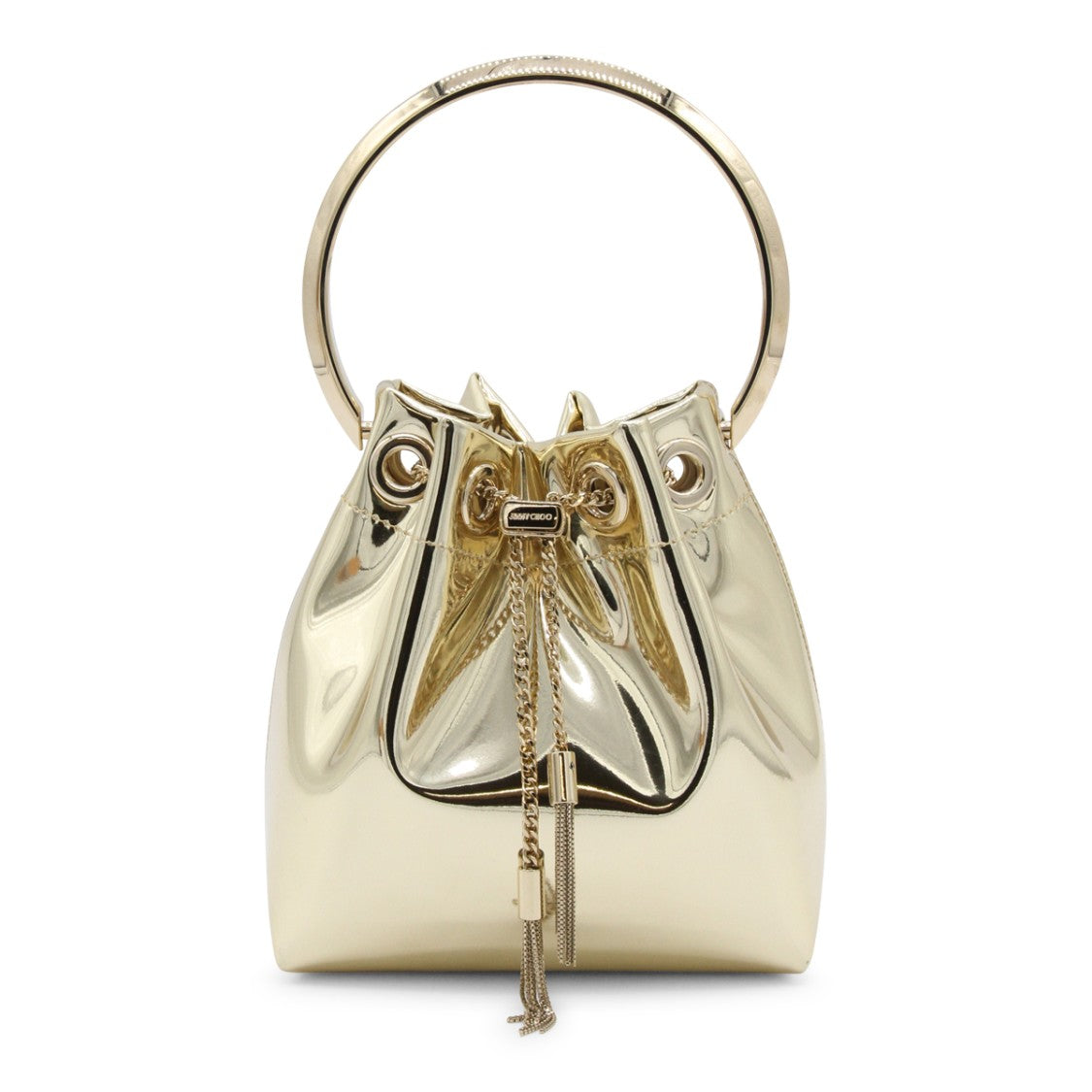 Jimmy Choo Gold Leather Bon Bon Satchel With Rigid Handle