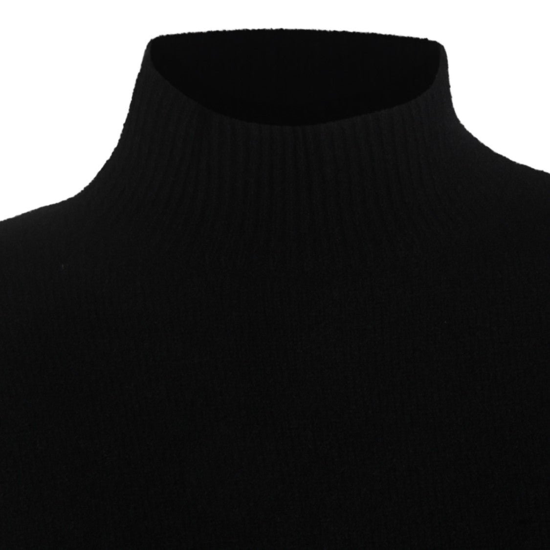 Malo High-Neck Black Sweater With Ribbed Cuffs