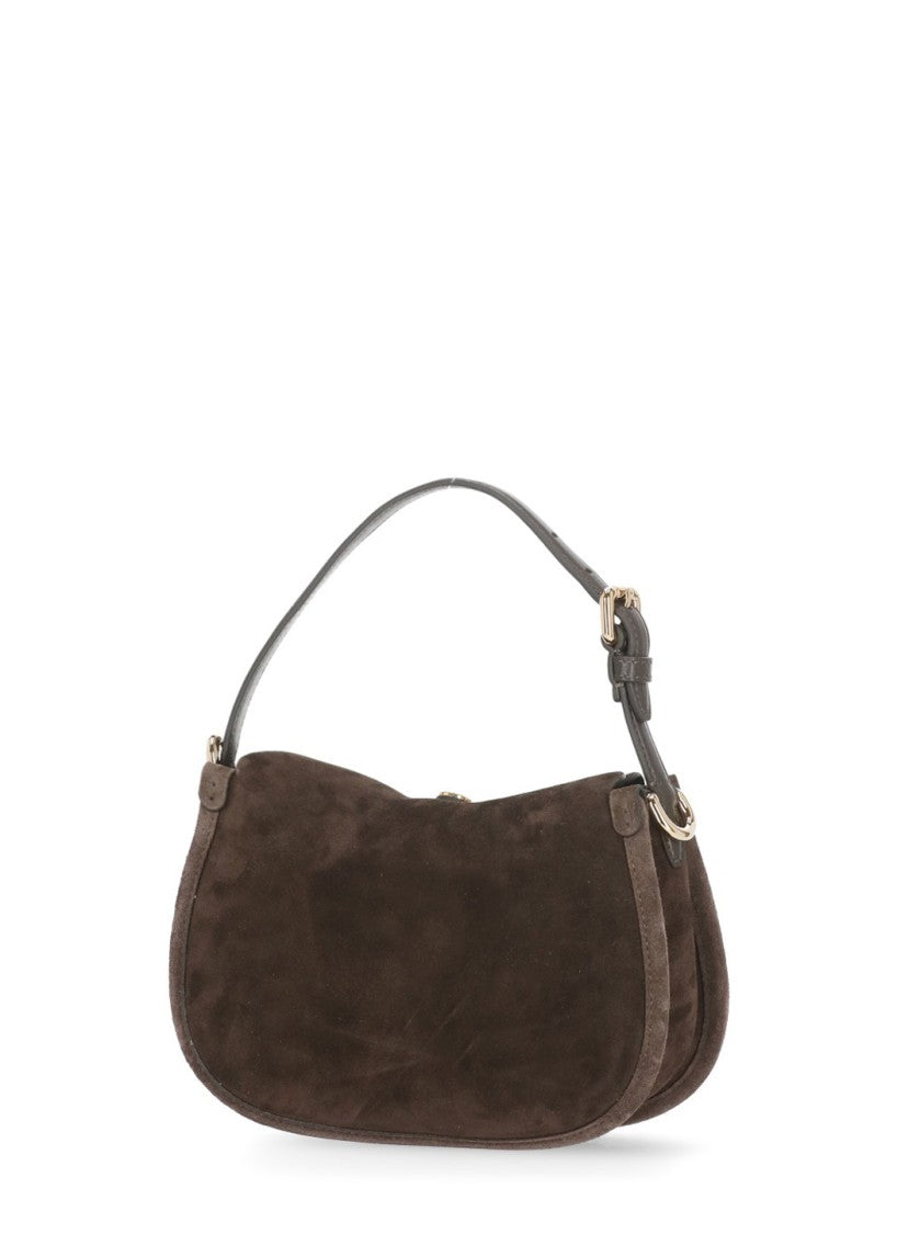 Etro Curved Brown Suede Leather Shoulder Bag With Versatile Strap Options