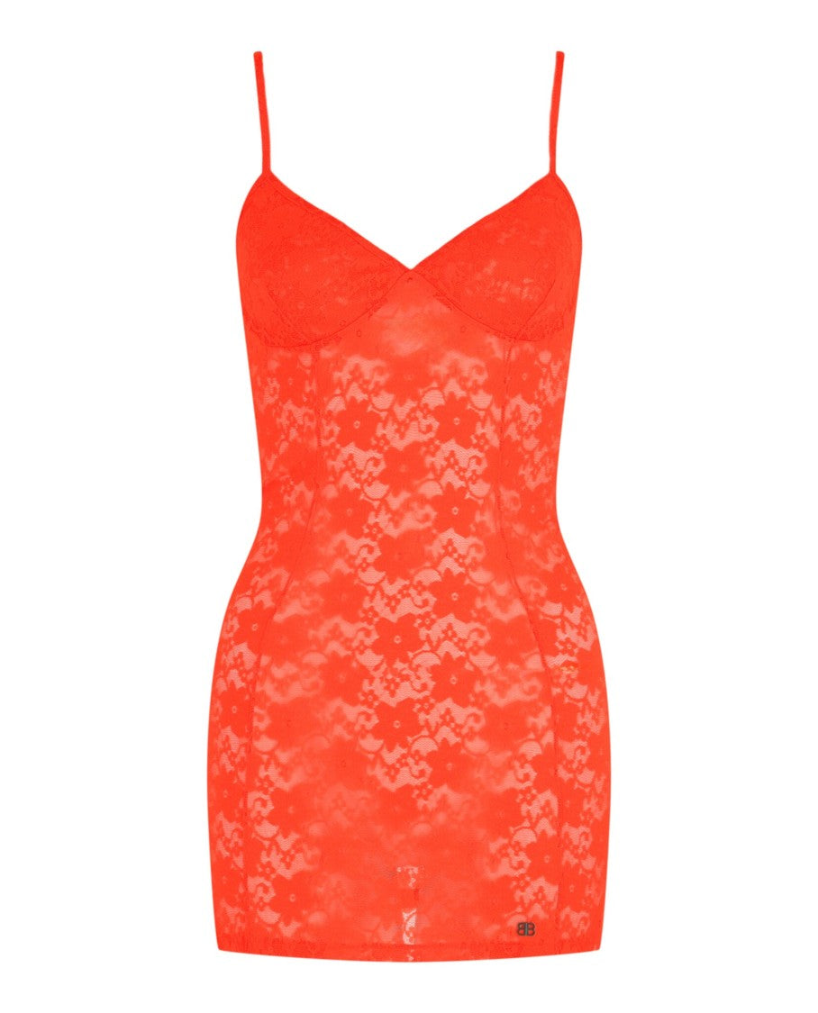 Balenciaga Fitted Short Lace Dress With Sweetheart Neckline And Gold-Tone Detailing