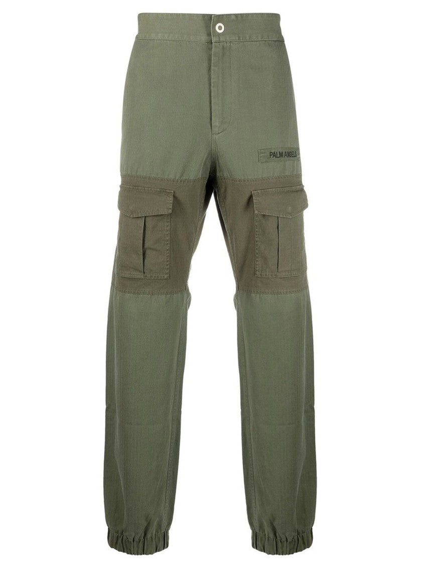 Palm Angels Green Cotton Trousers