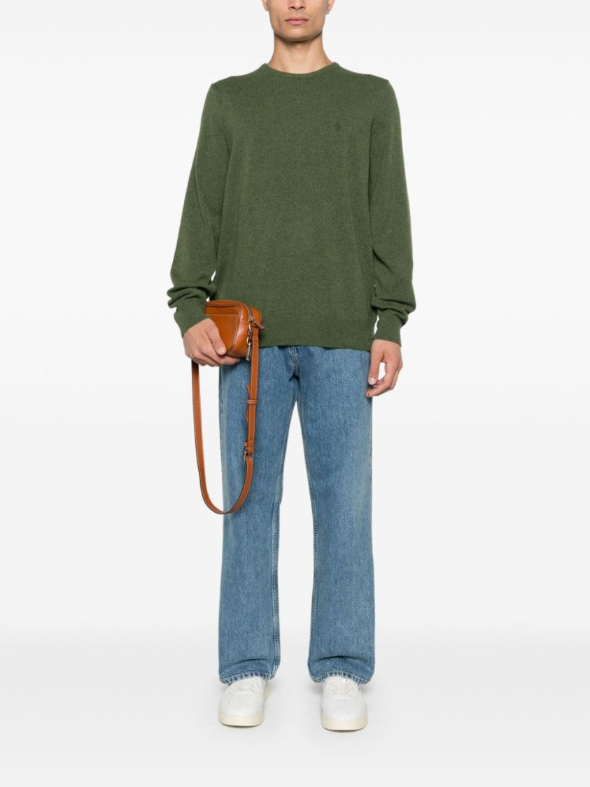 Polo Ralph Lauren Olive Green Fine Knit Crew Neck Wool Sweater