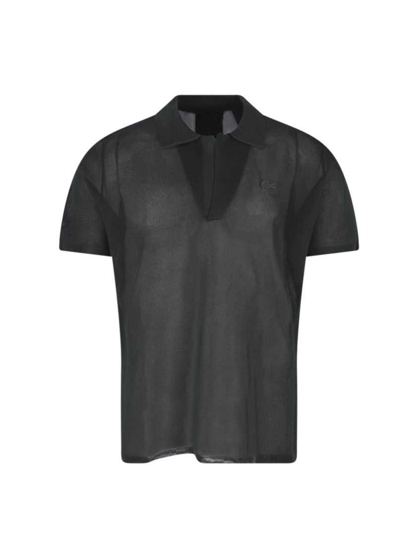 Lacoste Black Semi-Transparent Pique Satin Polo Shirt