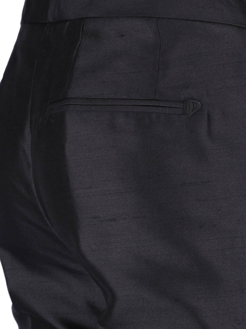 Dondup Black Silk Shantung Mid Rise Pants