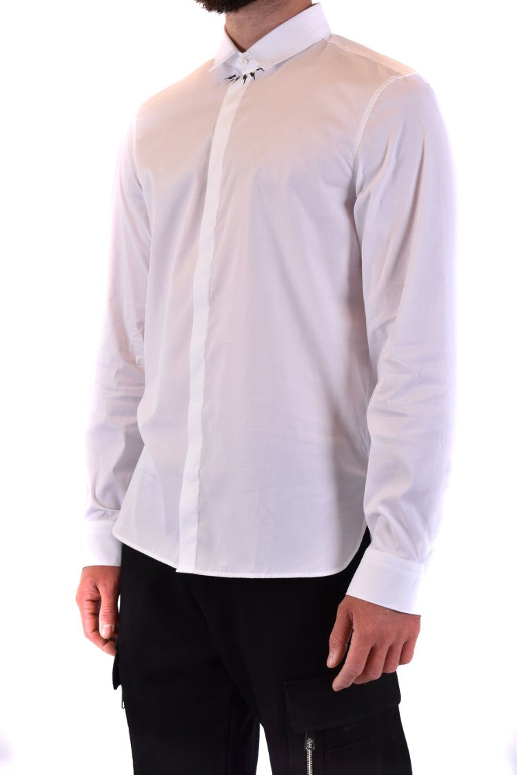 Neil Barrett White Tailored Shirt With Lightning Bolt Motif