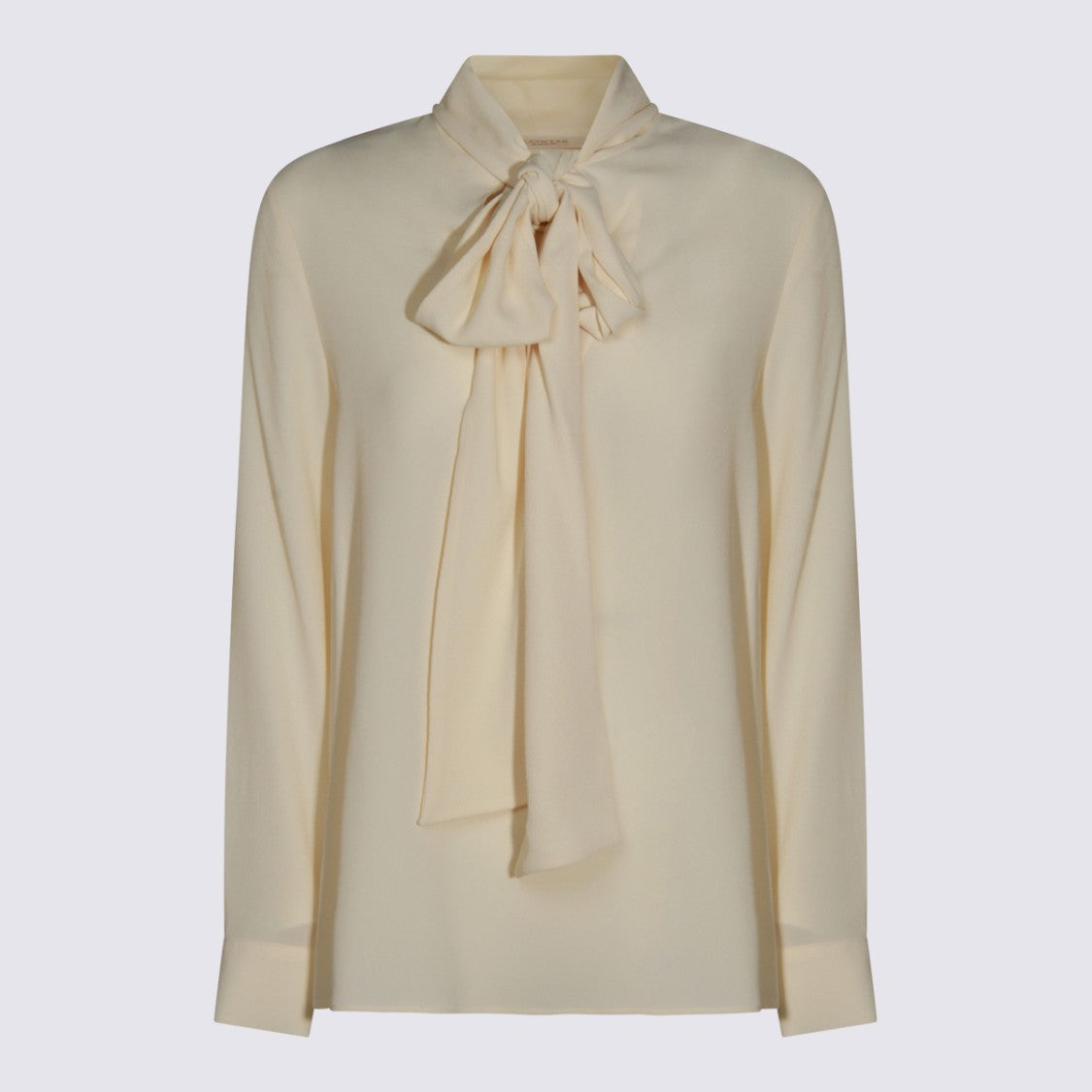 Glanshirt Long-Sleeved Cream Shirt With Tied Bow