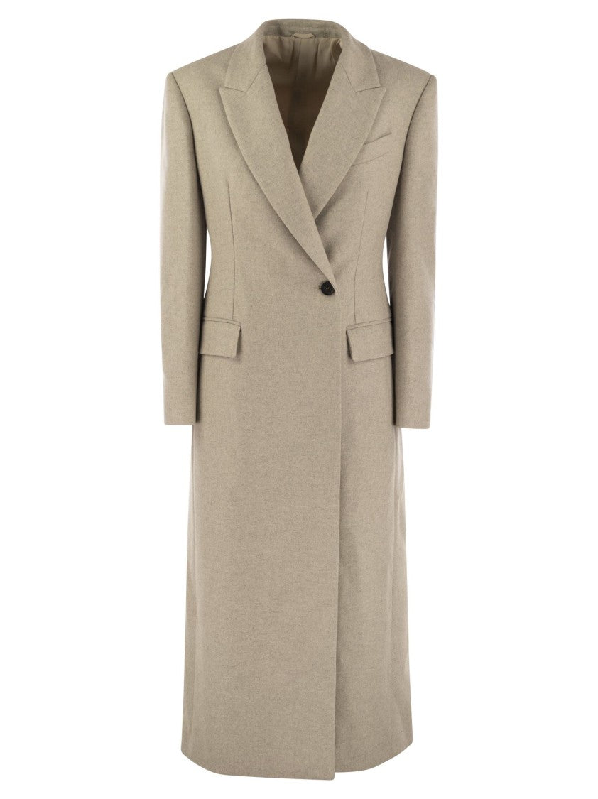 Brunello Cucinelli Lightweight Wool Cloth Coat With Jewellery