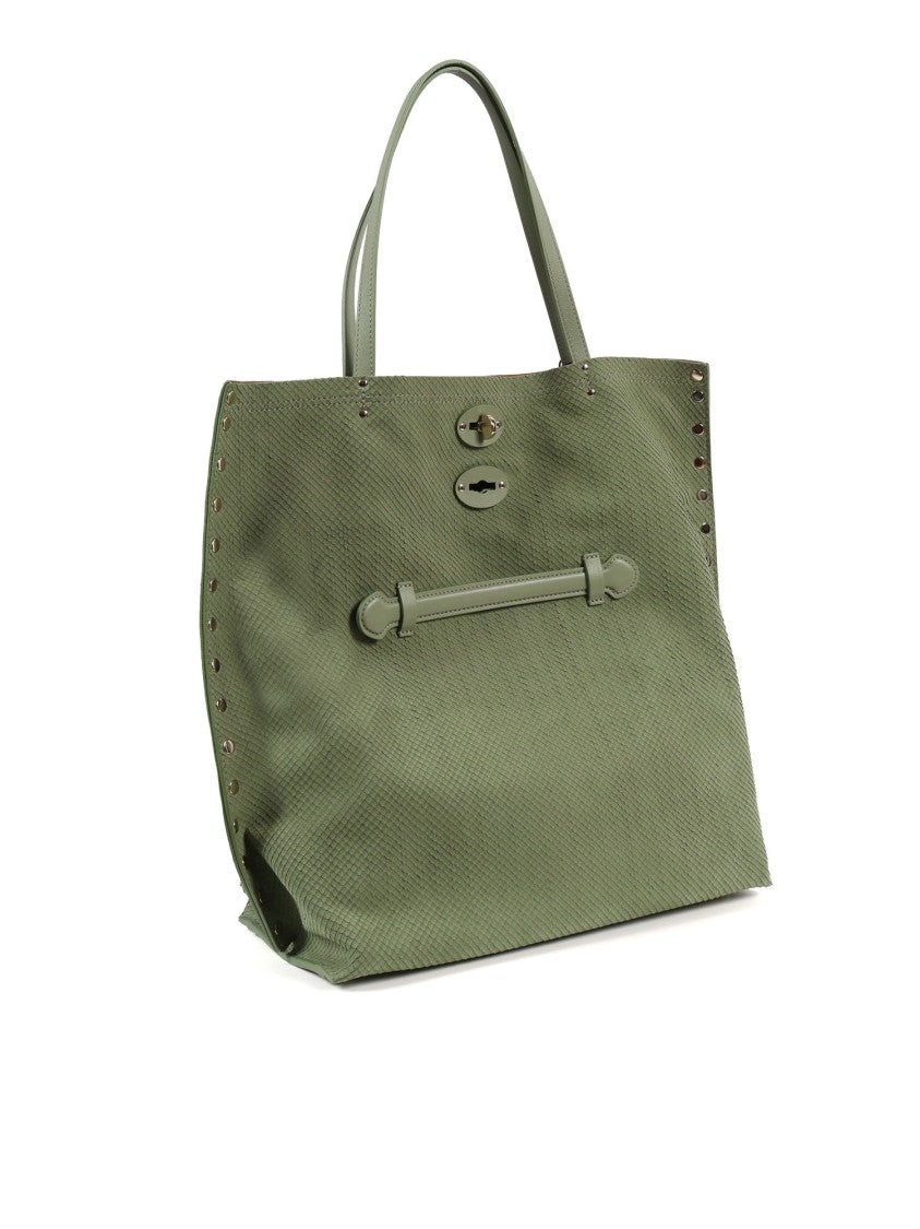 Zanellato Srl Green Spinoso Amoretto Textured Leather Tote Bag