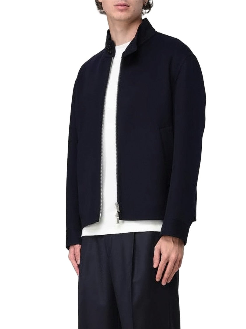 Lardini High Collar Black Wool Jacket