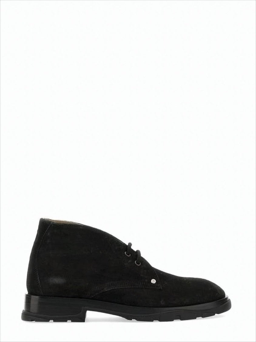 Alexander Mcqueen Suede Lace-Up Boots With Streamlined Design