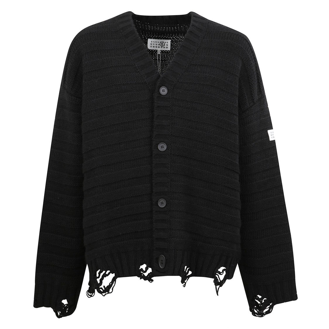 Mm6 By Maison Margiela Frayed V-Neck Cardigan