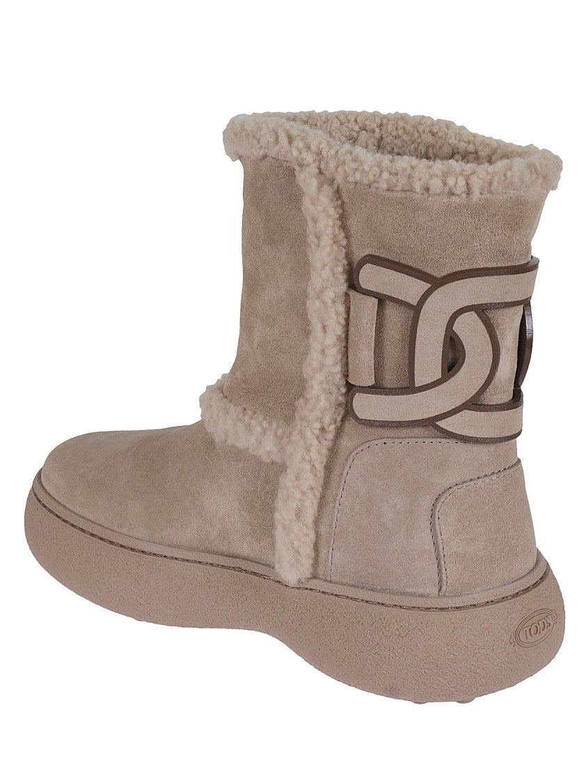 Tod's Suede Ankle Boots With Shearling Lining