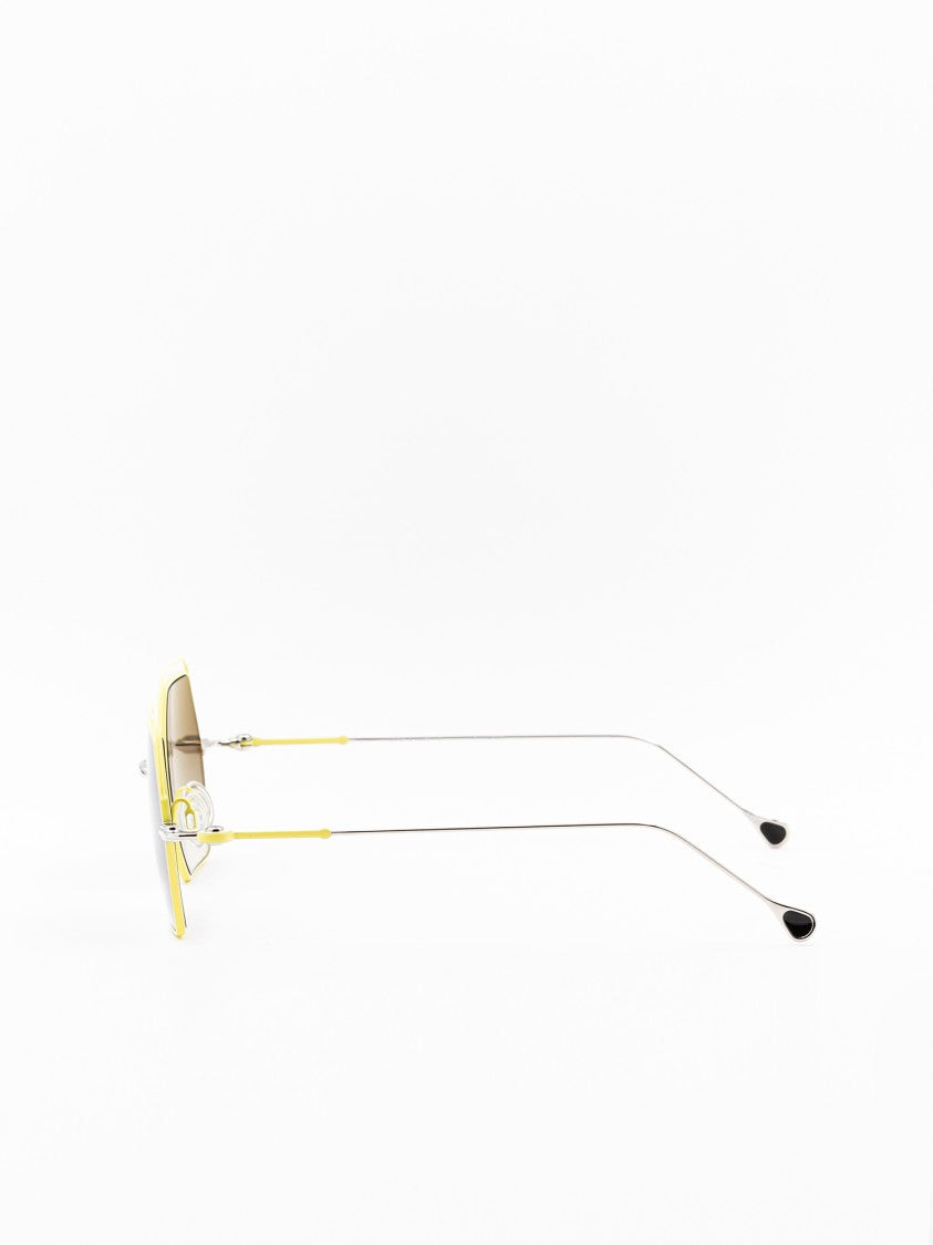 Anne & Valentine Yellow/Orange Socotra Geometric Hexagonal Sunglasses