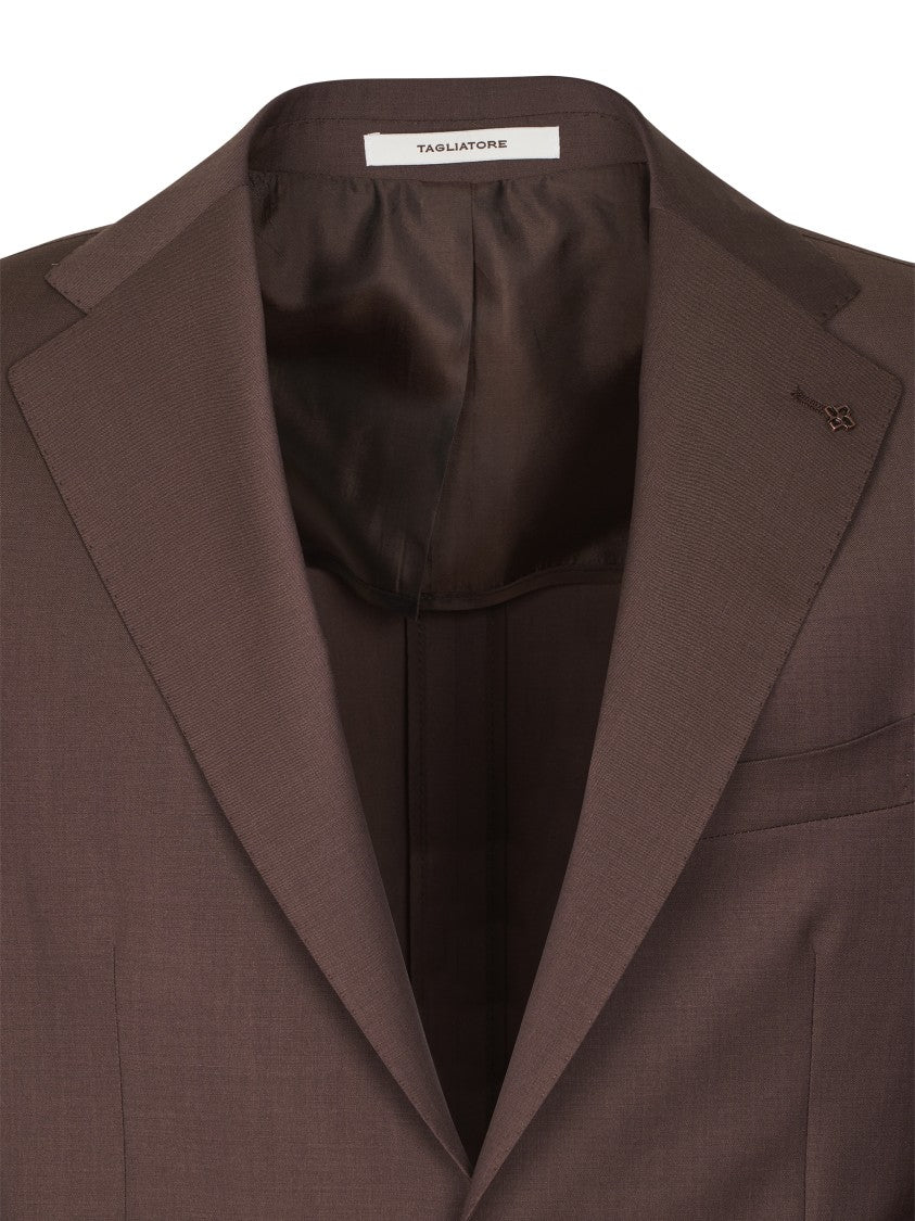 Tagliatore Brown Tailored Two-Button Jacket With Matching Trousers