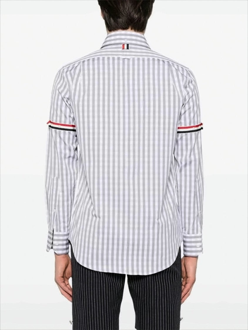 Thom Browne Gingham Check Long-Sleeve Shirt With Signature Stripes