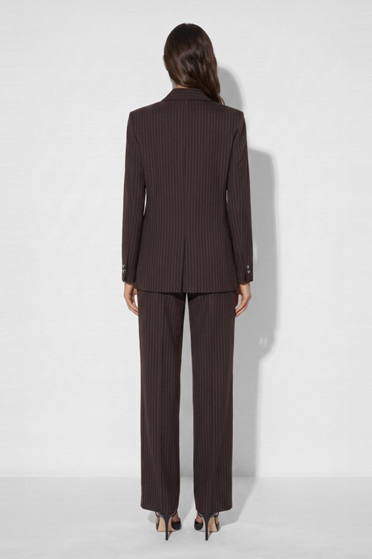 Elisabetta Franchi Brown Wool-Polyamide Blend Pinstripe Trousers
