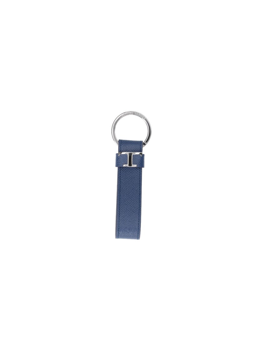 Tod's Textured Blue Calf Leather Keychain