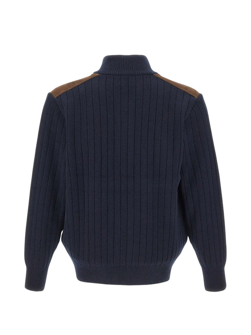 Paul & Shark Wool-Cashmere Ribbed Knit Zip-Through Knit