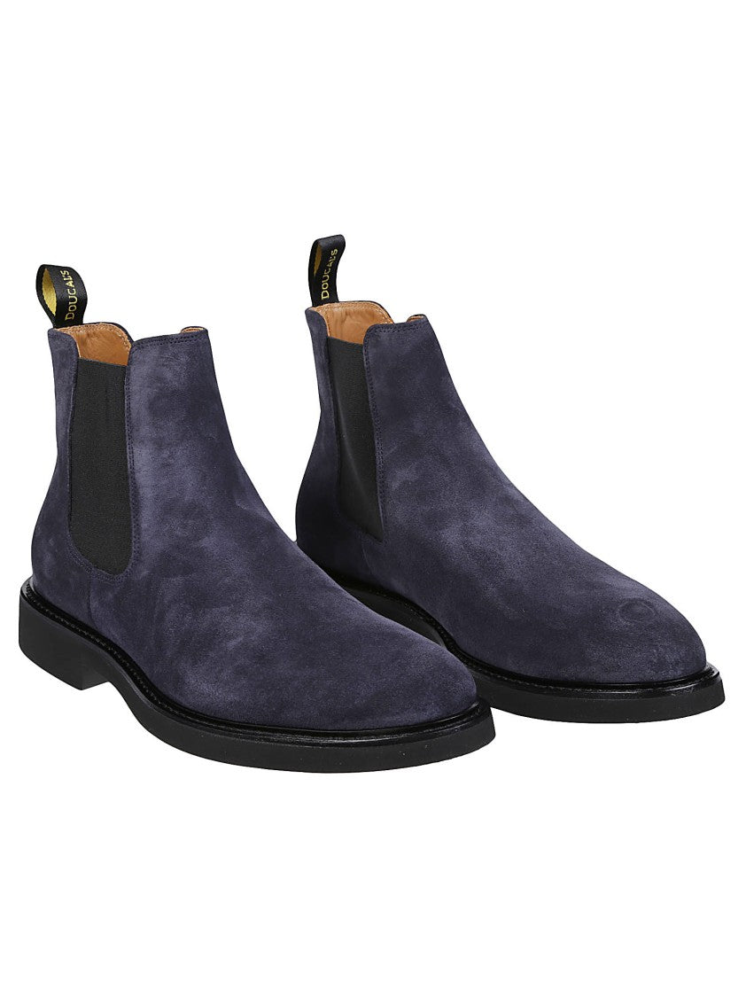 Doucal's Blue Beatles Suede Elastic Ankle Boots