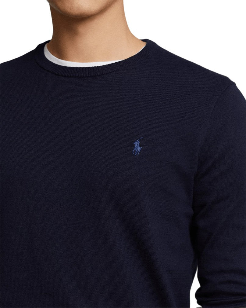 Polo Ralph Lauren Men's Round Neck Blue Cotton Sweatshirt