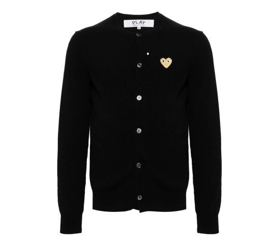 Comme Des Garçons Classic Button-Up Black Cardigan With Heart Emblem