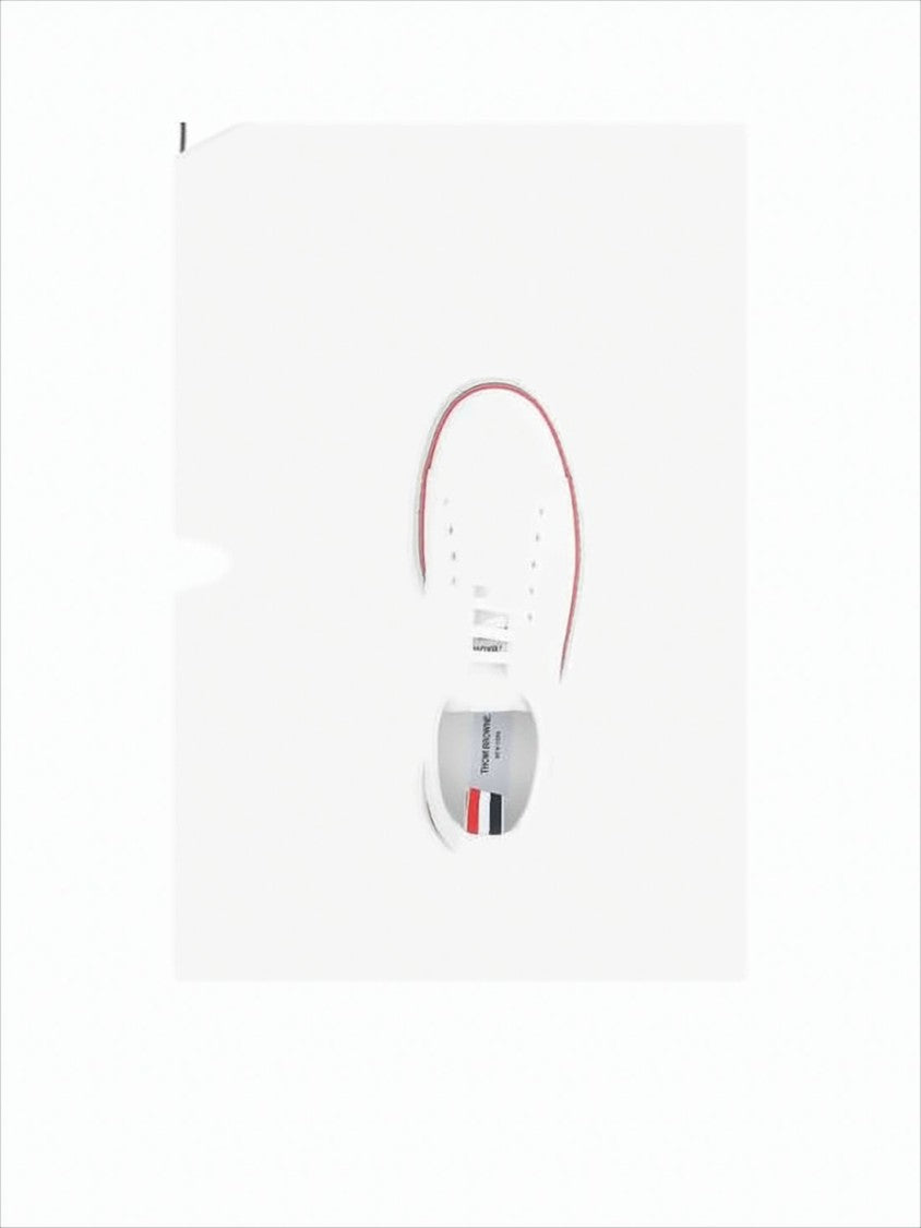 Thom Browne Low-Top Calf Leather Sneakers With Stripe Accents