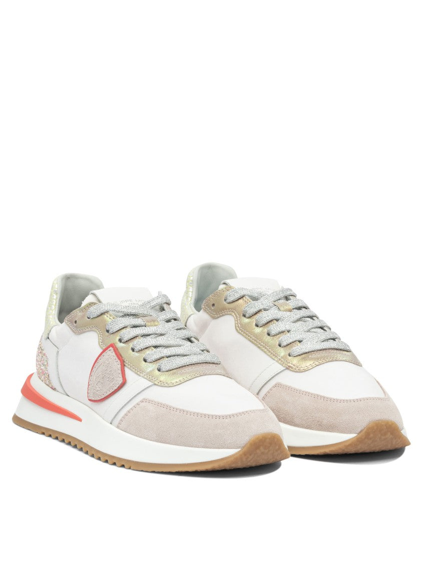 Philippe Model Paris Beige Sneakers With Suede And Leather Panels