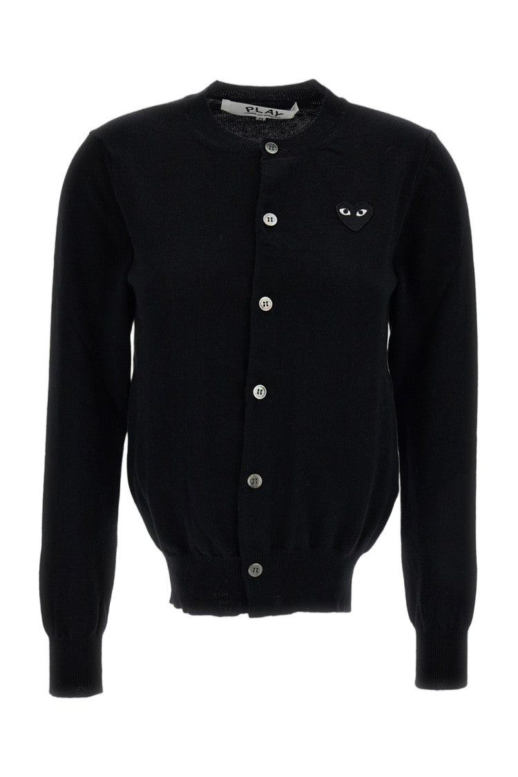 Comme Des Garçons Black Black Emblem Wool Roundneck Cardigan
