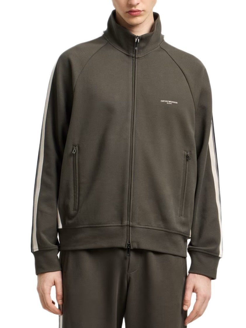 Emporio Armani Full Zip Sweatshirt With Contrasting Stripes