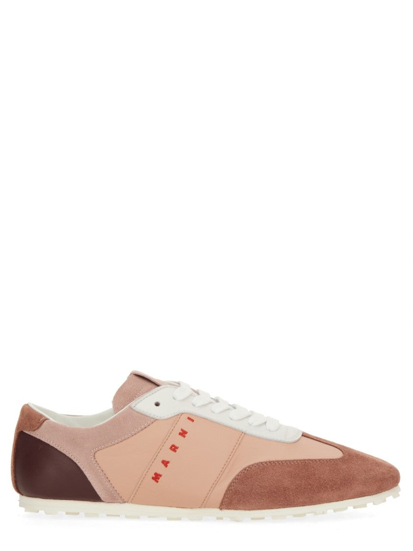 Marni Leather Sneaker With Textured Overlays