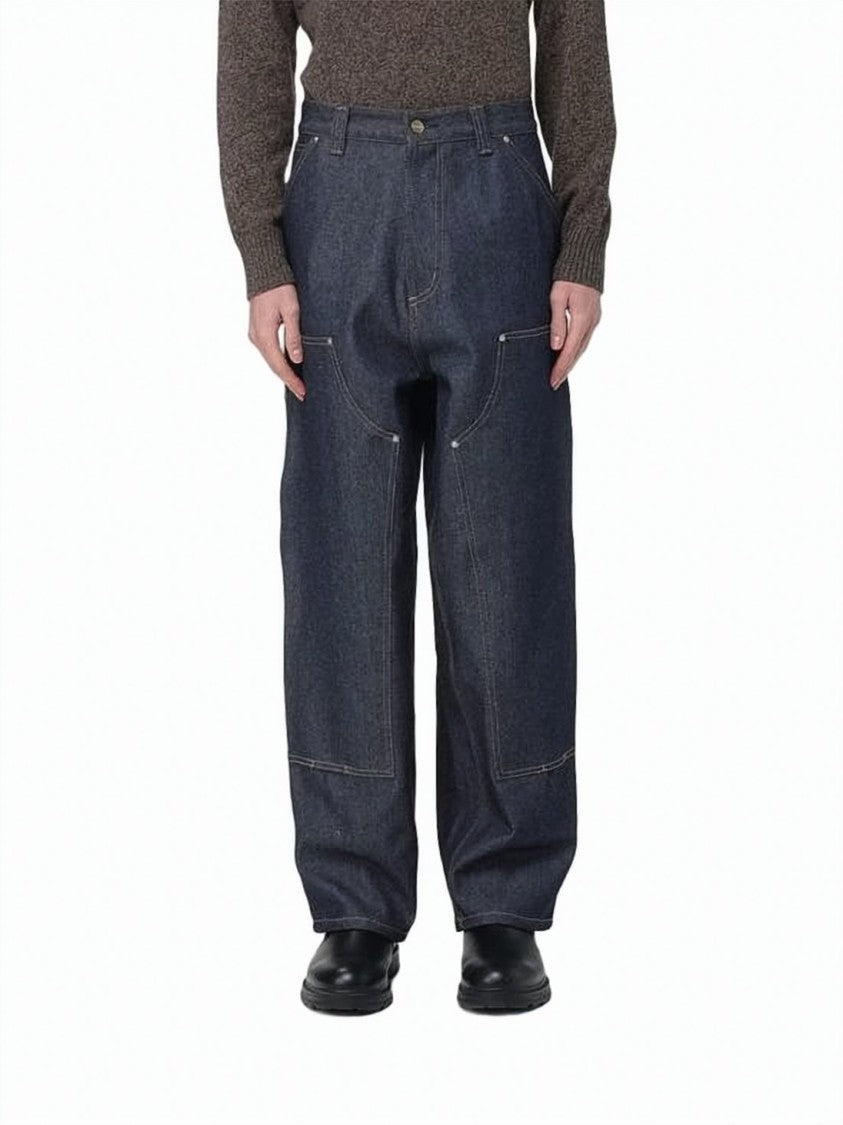 Carhartt Wip Indigo Denim Pants With Reinforced Stitching