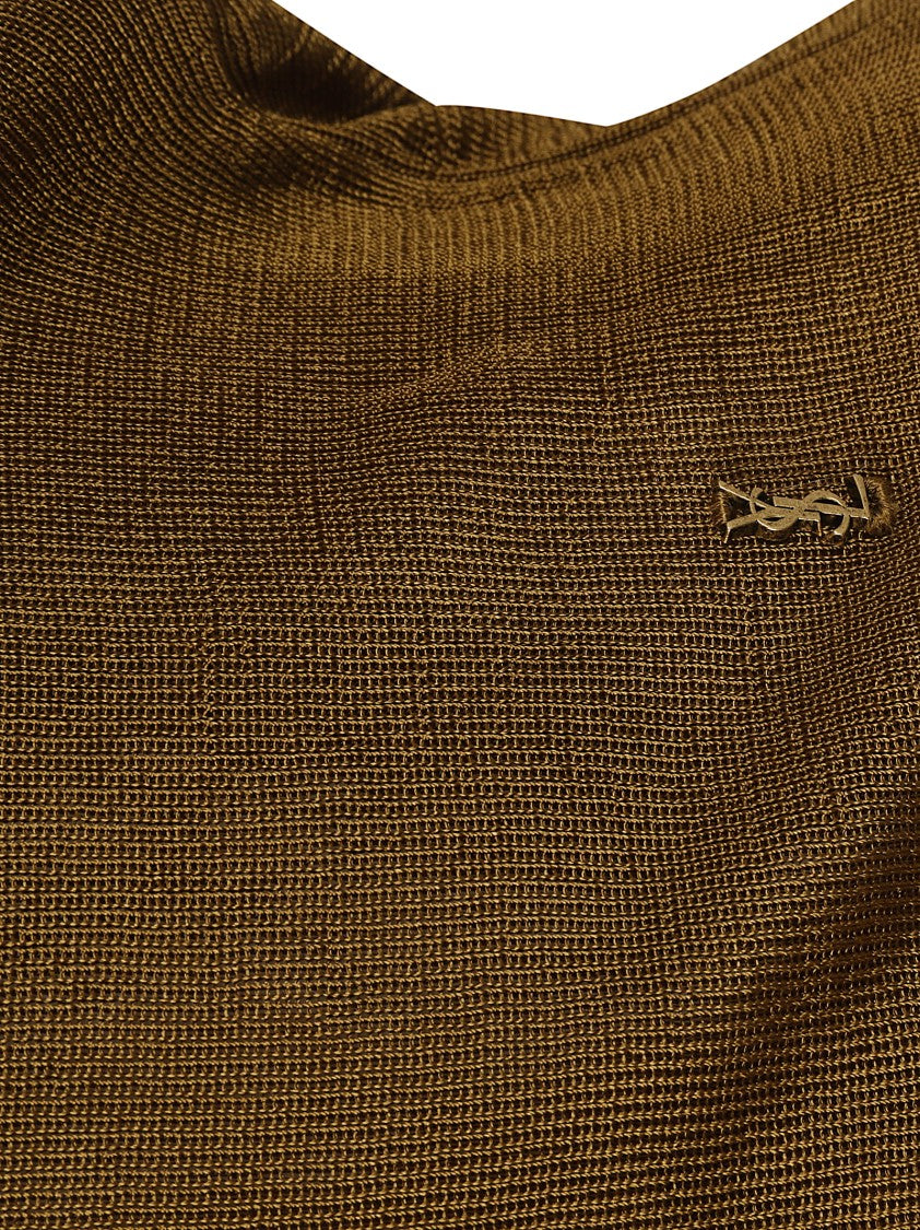 Saint Laurent Cropped Ribbed Top With Deep V-Neckline