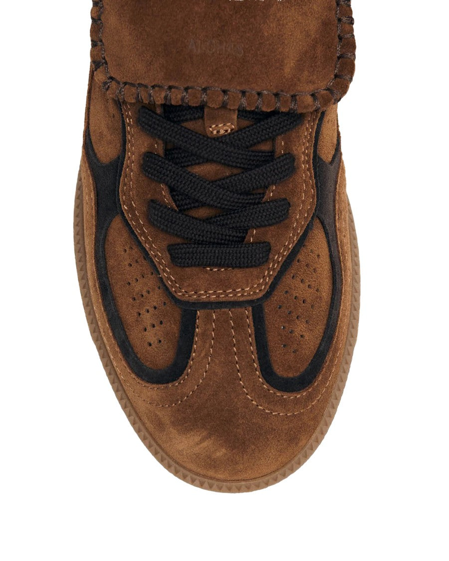 Alohas Low-Top Brown Suede Sneakers With Unique Long Tongue
