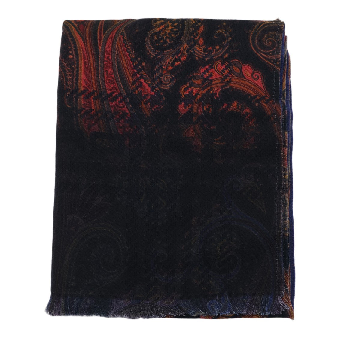 Etro Multicolor Paisley Pattern Fringed Edge Scarf