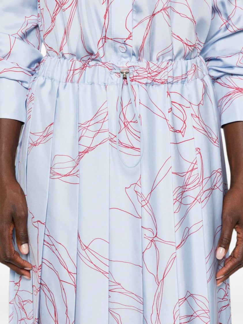 Fabiana Filippi Pleated Abstract Pattern Midi Skirt