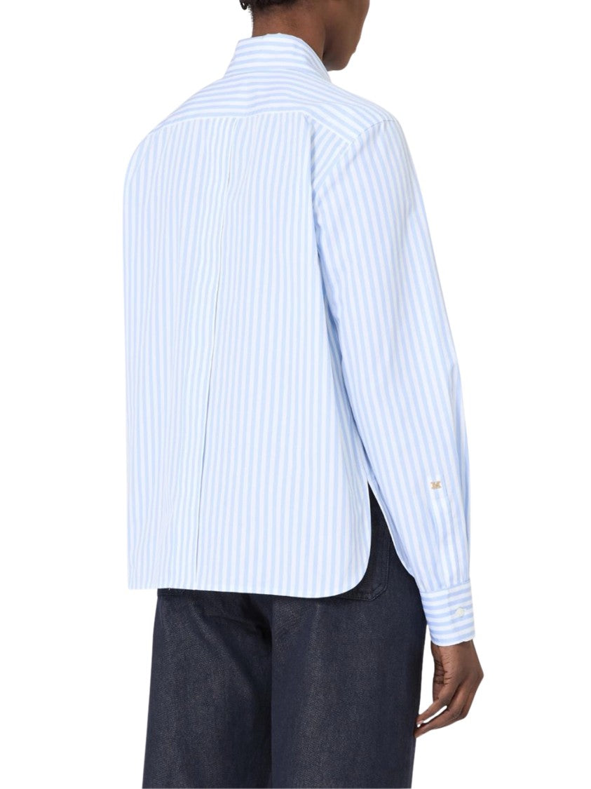 Max Mara Vertical Stripe Long-Sleeved Shirt With Classic Collar