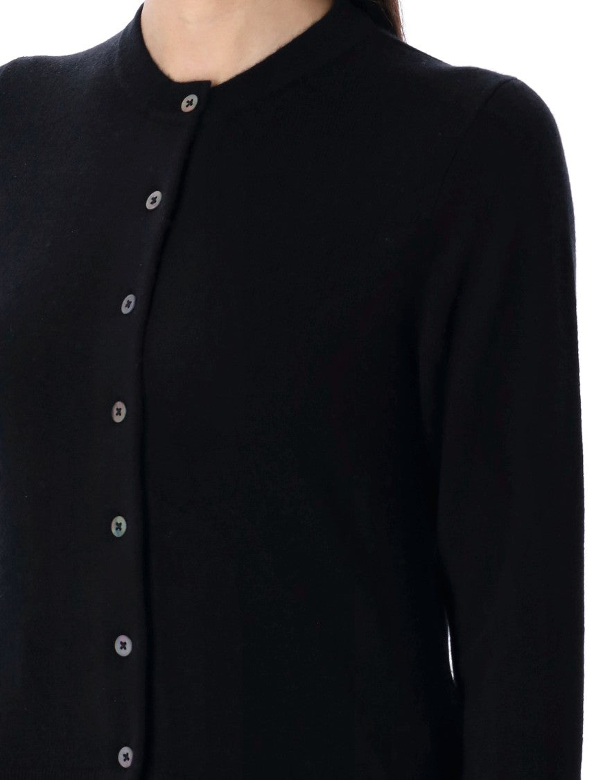 Rhea Slim-Fit Black Cardigan With Mother-Of-Pearl Buttons