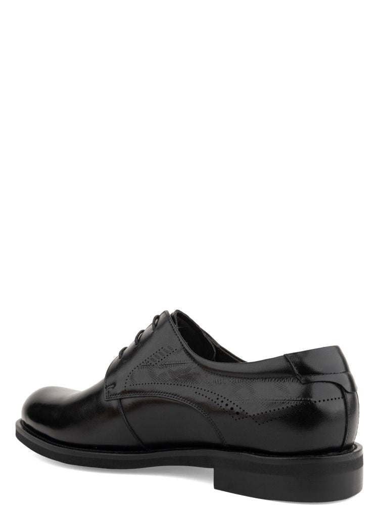 Alberto Gozzi Black Closed Lace-Up Polished Leather Formal Shoes