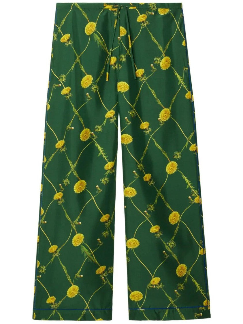 Burberry Wide-Leg Pants With Vibrant Floral Print