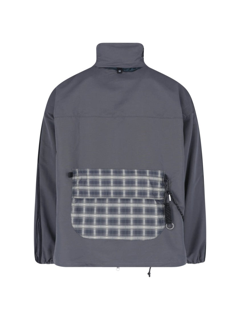 Adidas Oversized Grey Jacket With High Collar And Customizable Fit
