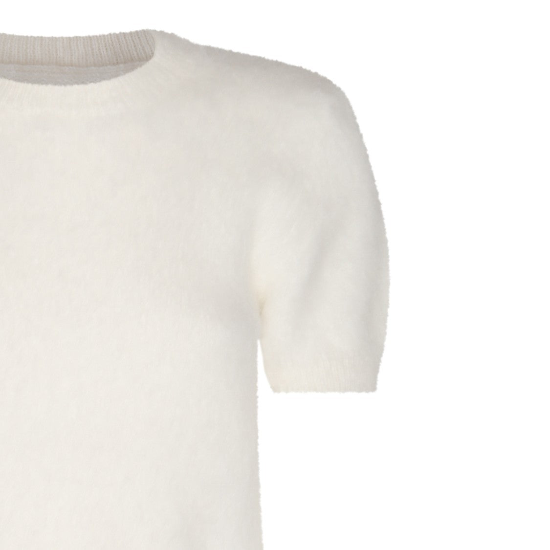 Maison Margiela Wool Blend T-Shirt With Brushed Texture And Ribbed Detailing