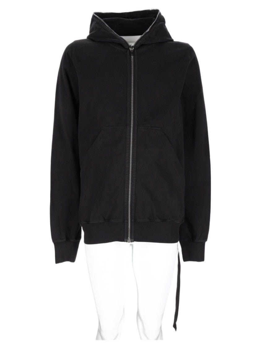 Drkshdw By Rick Owens Zip-Up Hoodie Side Fabric Strip Cotton T-Shirt