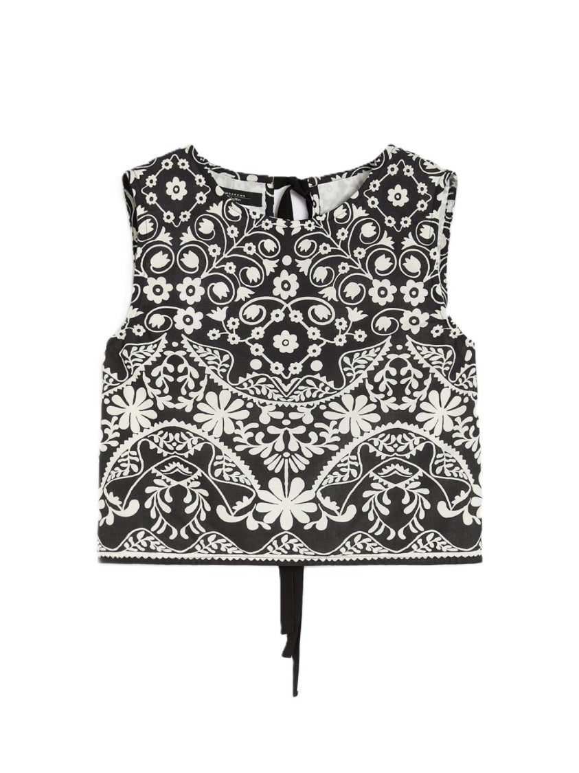 Max Mara Cropped Sleeveless Top With Ornamental Floral Design