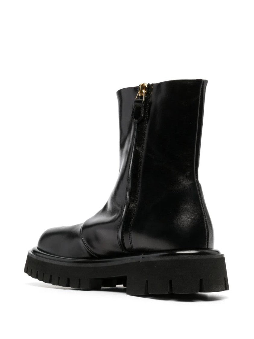 Moschino Leather Ankle Boots With Rubber Sole