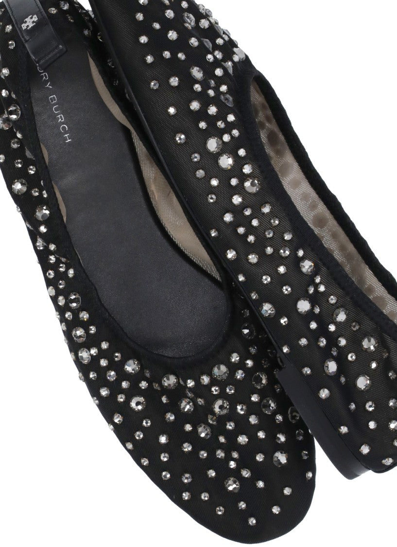 Tory Burch Black Ballet Shoes With Strass