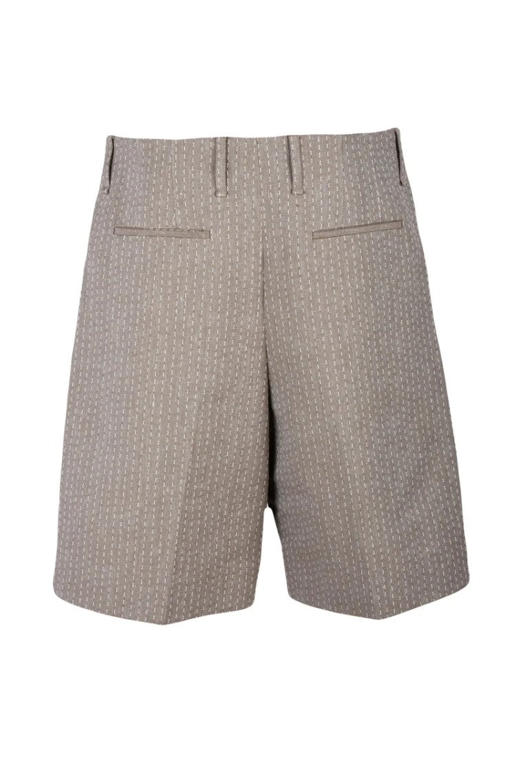 Fendi Cotton Linen Bermuda Shorts - Beige