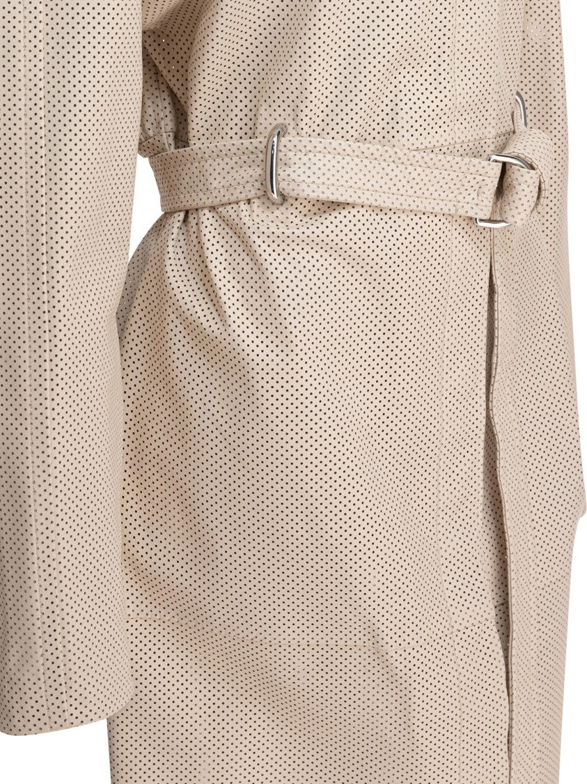 Max Mara Perforated Leather Coat With Classic Collar