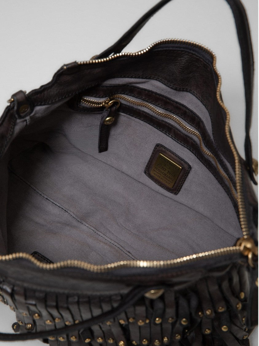 Campomaggi Layered Leather Shoulder Bag With Brass Accents