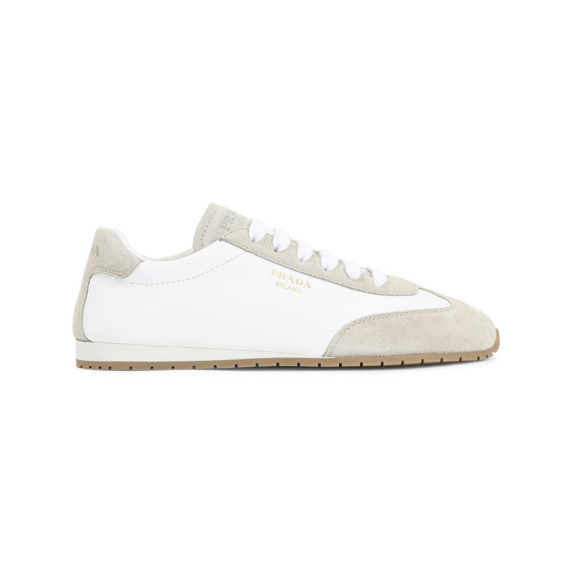 Prada Minimalist Low-Profile Sneakers With Suede Overlays